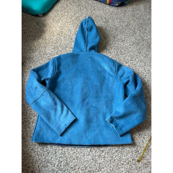 Tsunami Blue faux suede faux fur 1/2 zip pull over, sweater/jacket/coat size sm - Picture 8 of 11